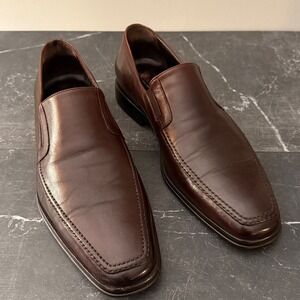 Mens Bruno Magli Raging Loafers 10 Brown Leather Square Toe Slip On